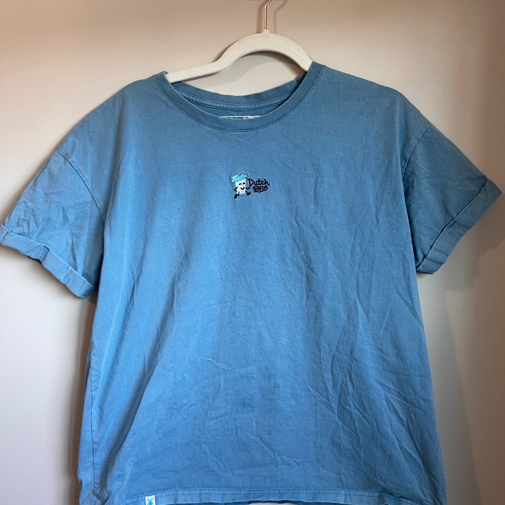 Dutch Bros Cute Coffee Cup Blue Graphic Tee